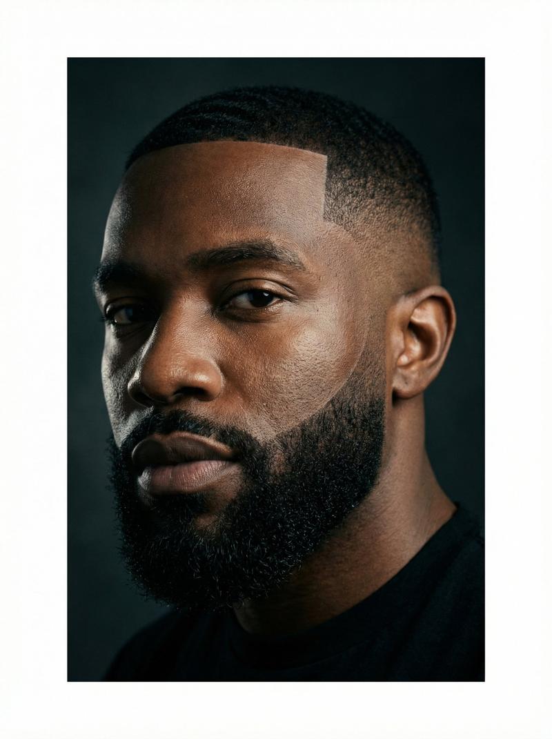 Black man with beard trim and fade